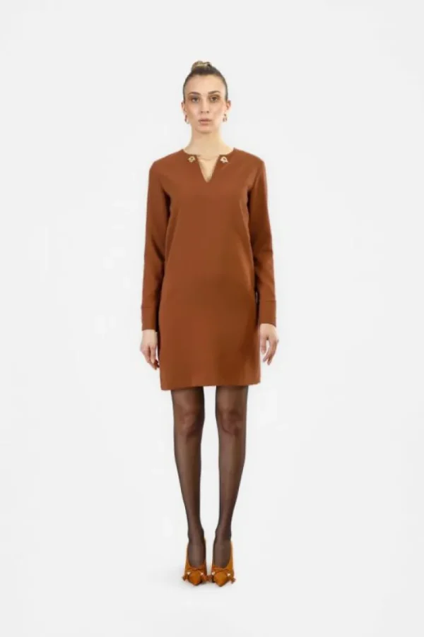 CafèNoir abito dritto con scollo a "v" in tessuto  bistretch