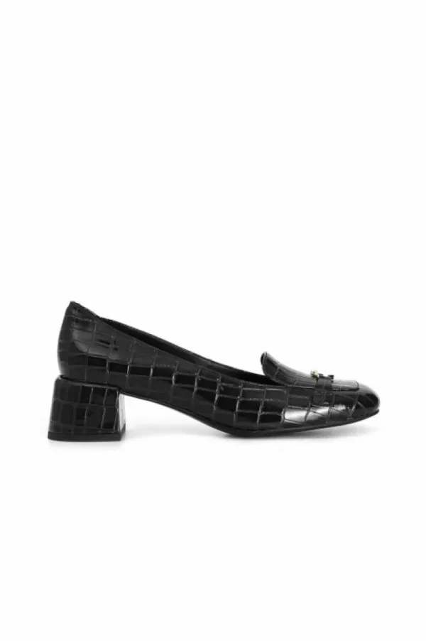 CafèNoir ballerina tacco medio con vaschetta e accessorio in stampa cocco