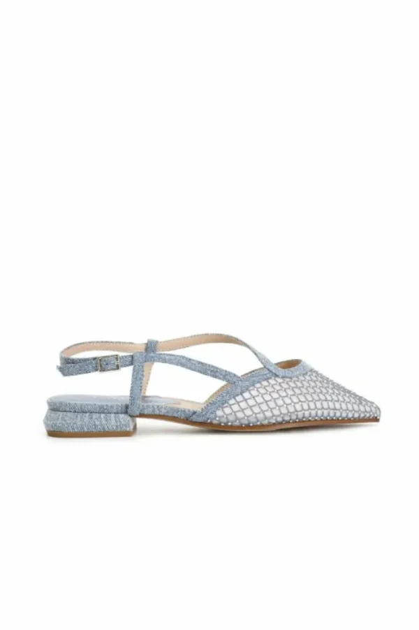 CafèNoir ballerine asimmetriche in denim con rete strass