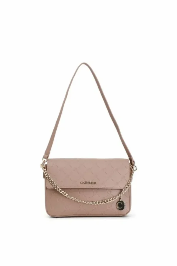 CafèNoir bandoliera con logo embossed all-over cipria scuro