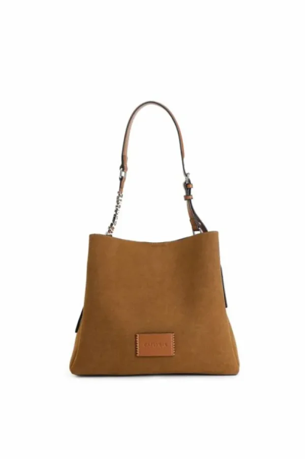 CafèNoir borsa a spalla in effetto suede con grande lettering sulla tracolla