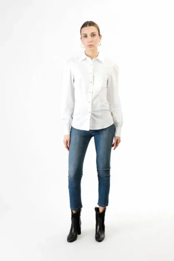 CafèNoir camicia in popeline con maniche increspate