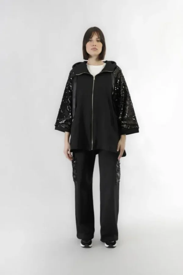 CafèNoir cappa in felpa con maniche di pailettes