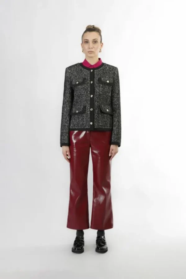 CafèNoir cappotto corto paricollo spigato bianco e nero