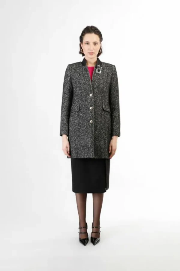 CafèNoir cappotto dritto monopetto spigato bianco e nero