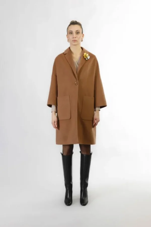 CafèNoir cappotto monopetto tasche a toppa