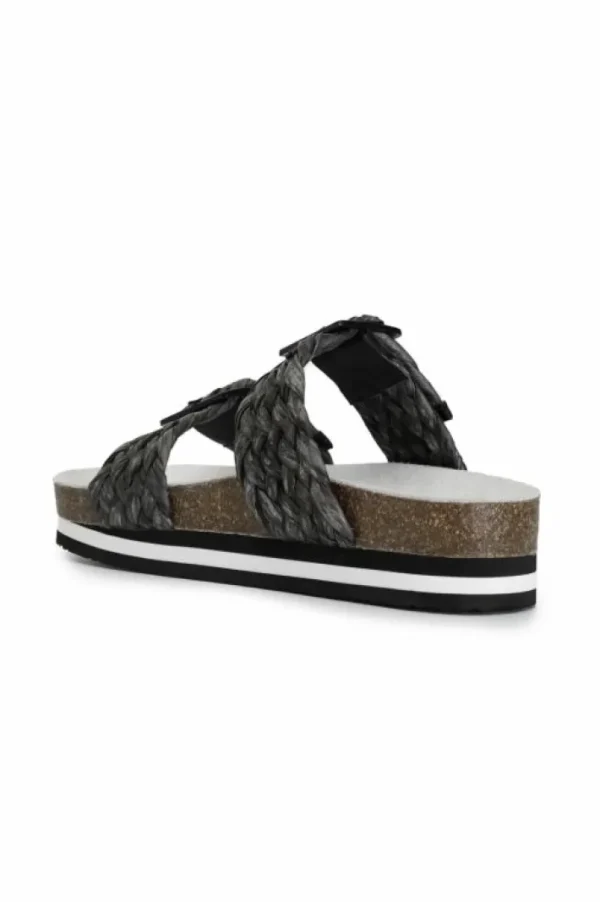 CafèNoir ciabatte doppia fibbia in raffia intrecciata