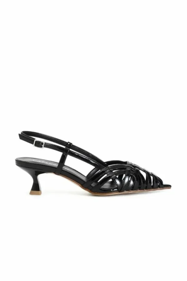 CafèNoir décolleté laccio dietro tomaia a gabbia effetto vernice