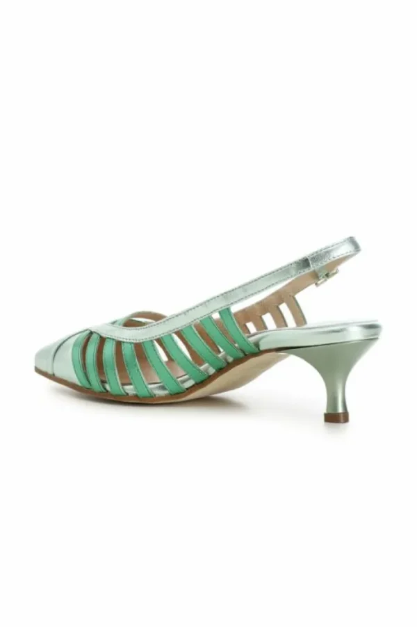 CafèNoir dècollète in pelle laminata con fasce laterali multi verde