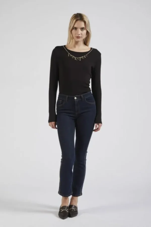 CafèNoir denim  slim con stras ai fianchi