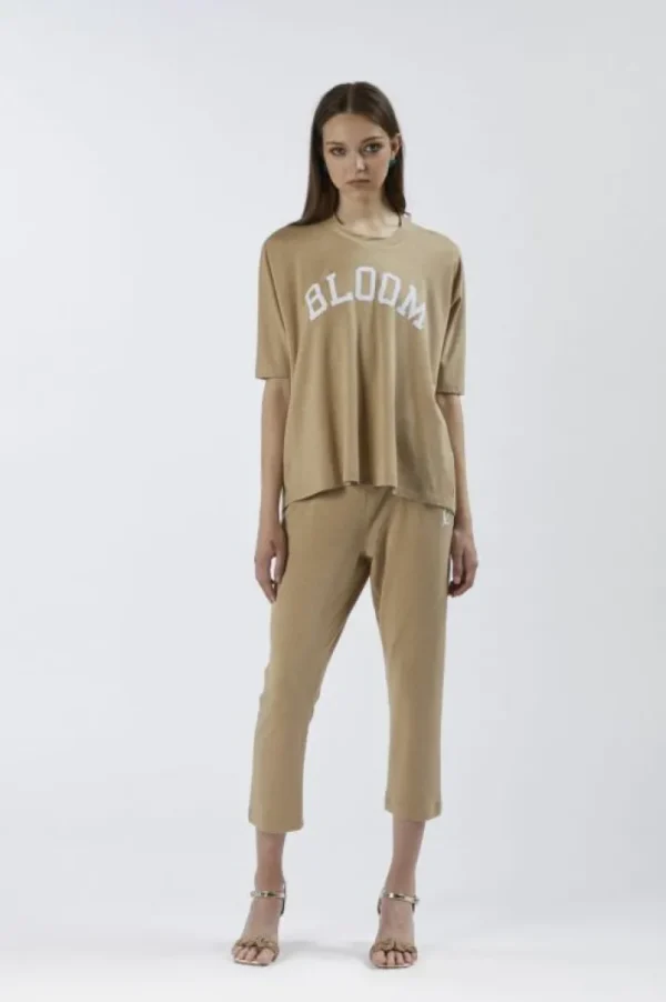 CafèNoir felpa in tessuto lurex light gold