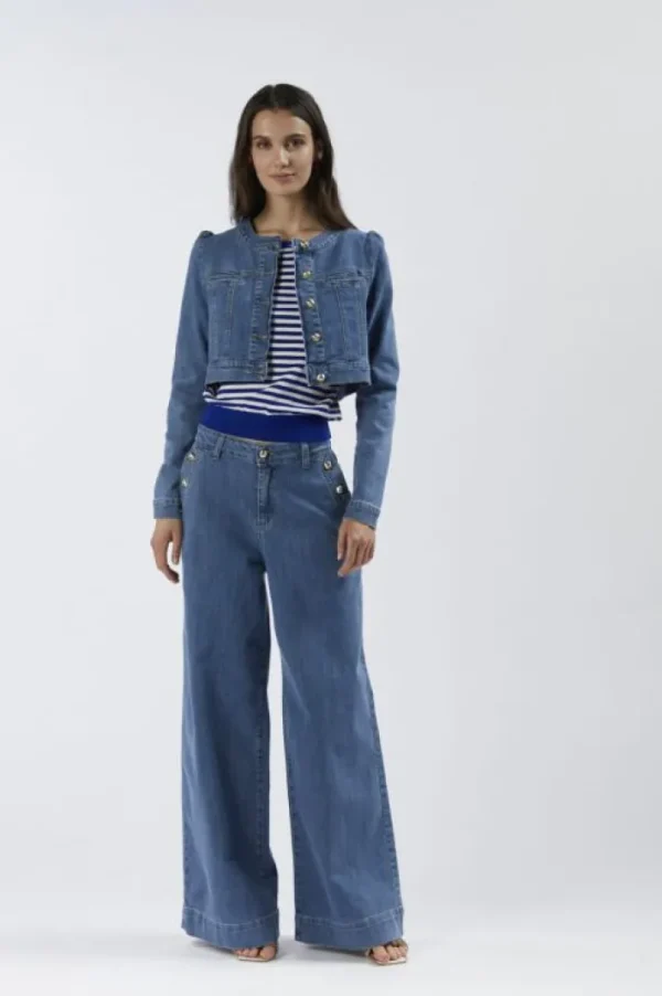 CafèNoir giacca denim con collo rotondo