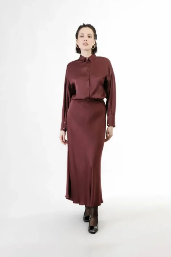 CafèNoir gonna in raso tinto capo