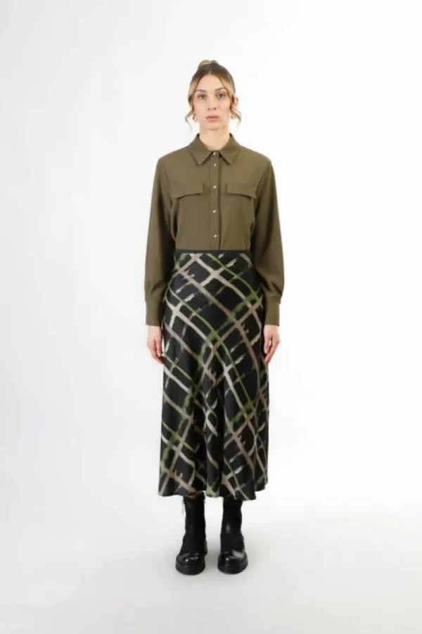 CafèNoir gonna longuette stampata check pistacchio