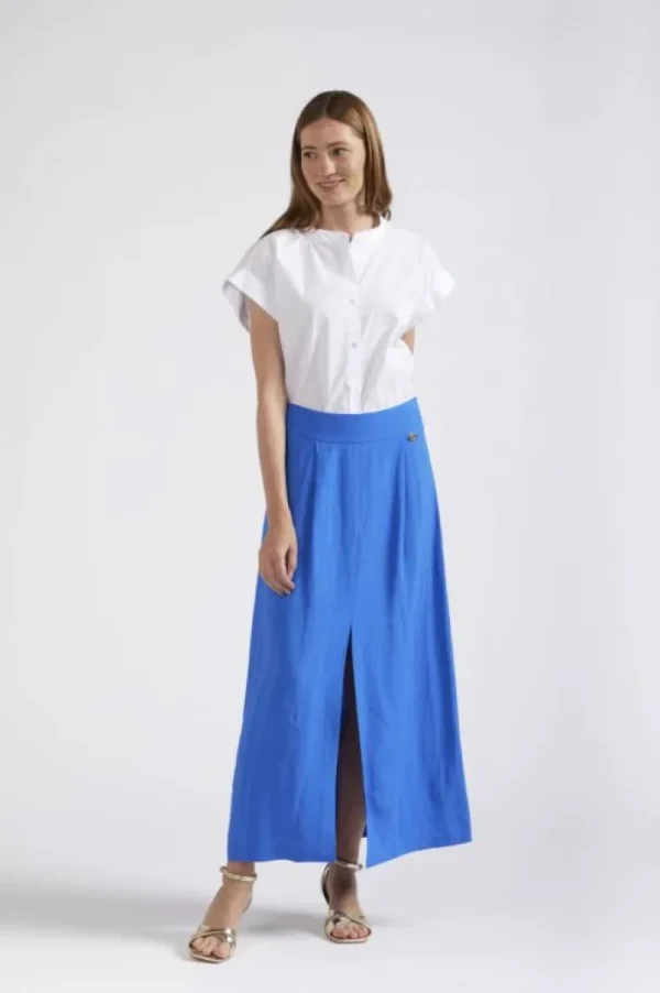 CafèNoir gonna misto lino con spacco anteriore