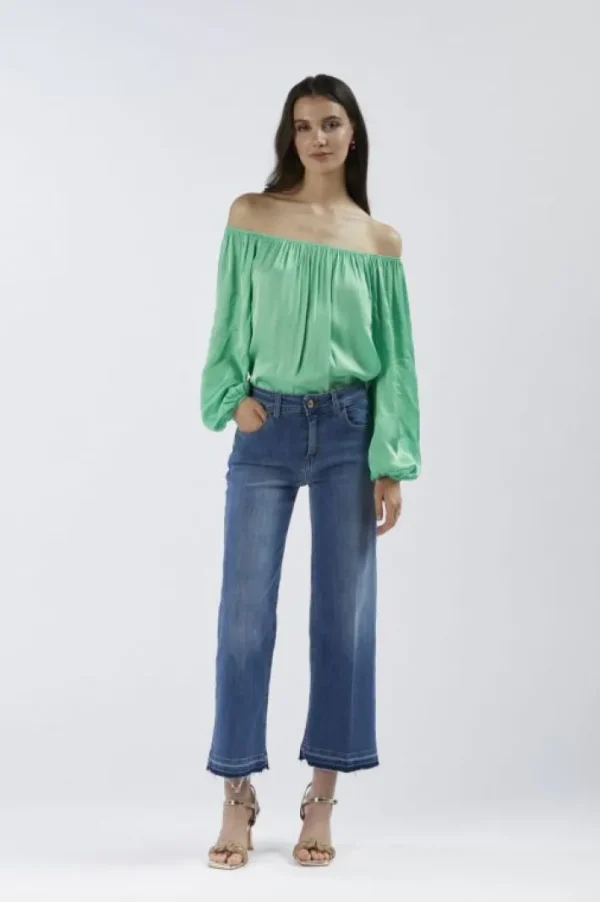 CafèNoir jeans denim culotte super stretch blu medio