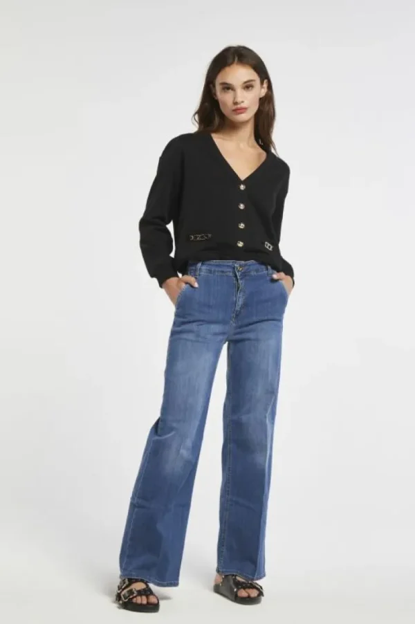 CafèNoir jeans gina modello palazzo con tasche blu medio