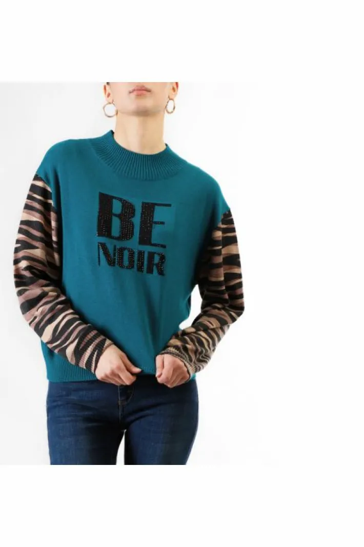 CafèNoir maglia collo a ciclista  con logo "be noir" con maniche stampate