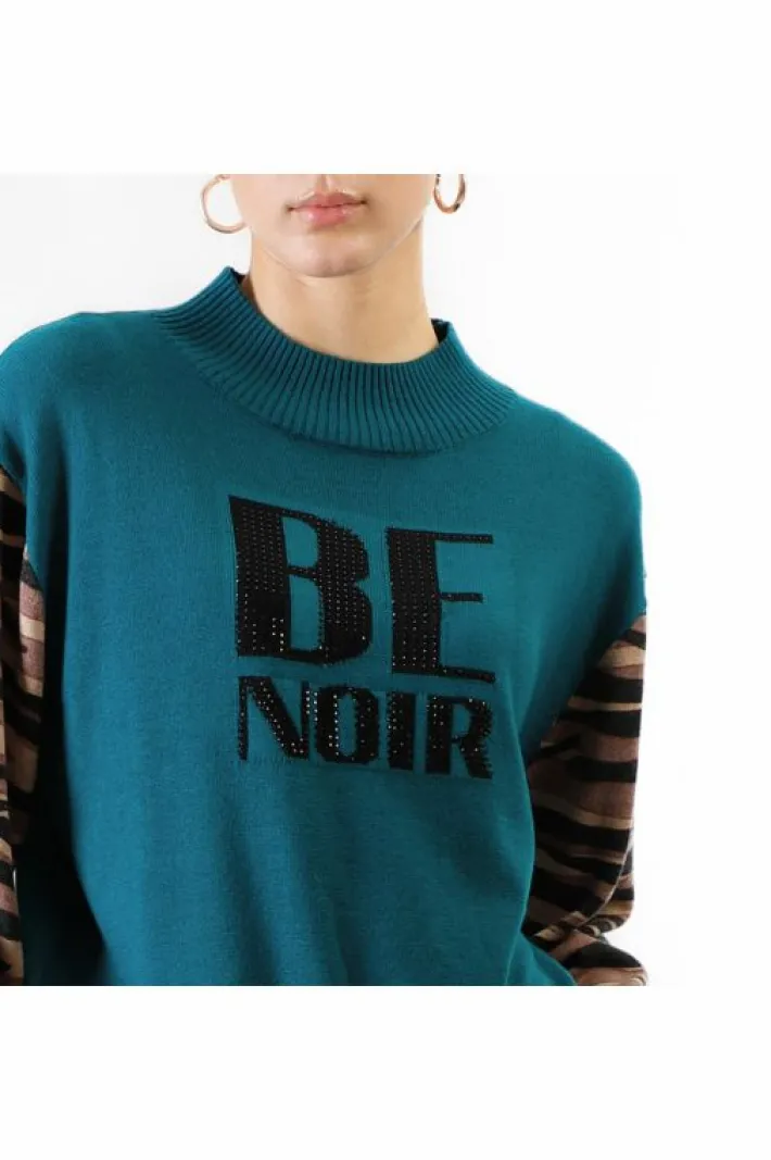 CafèNoir maglia collo a ciclista  con logo "be noir" con maniche stampate