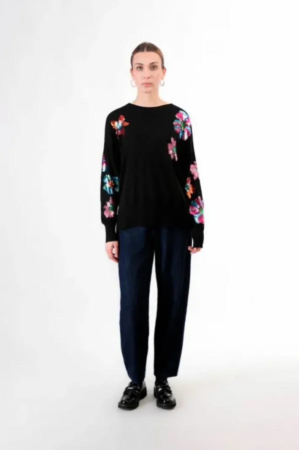 CafèNoir maglia con ricamo pailettes