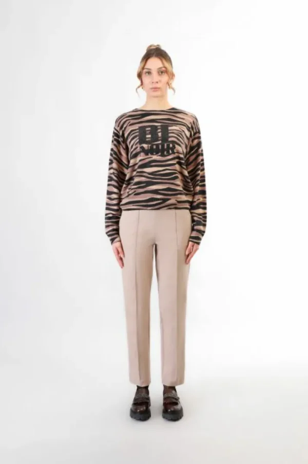 CafèNoir maglia girocollo stampata con logo "be noir" zebra optical