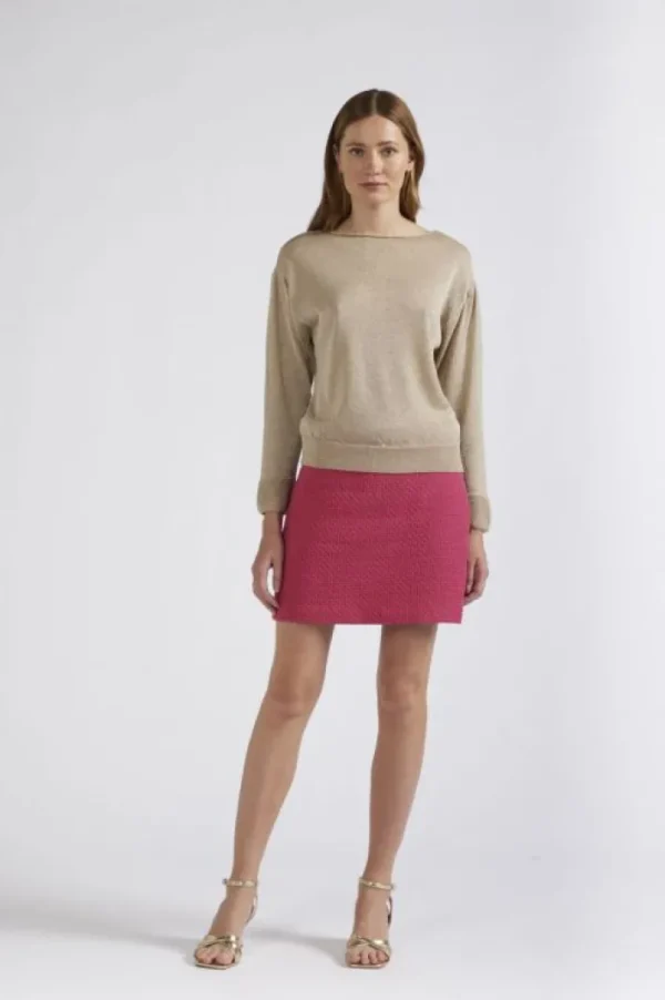 CafèNoir maglia maniche lunghe in lurex light gold