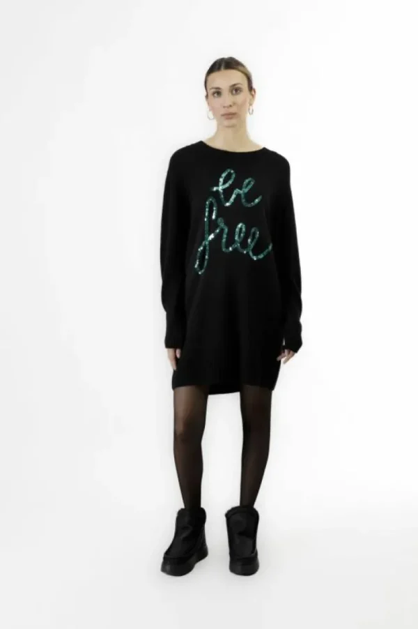 CafèNoir miniabito in maglia con ricamo pailettes