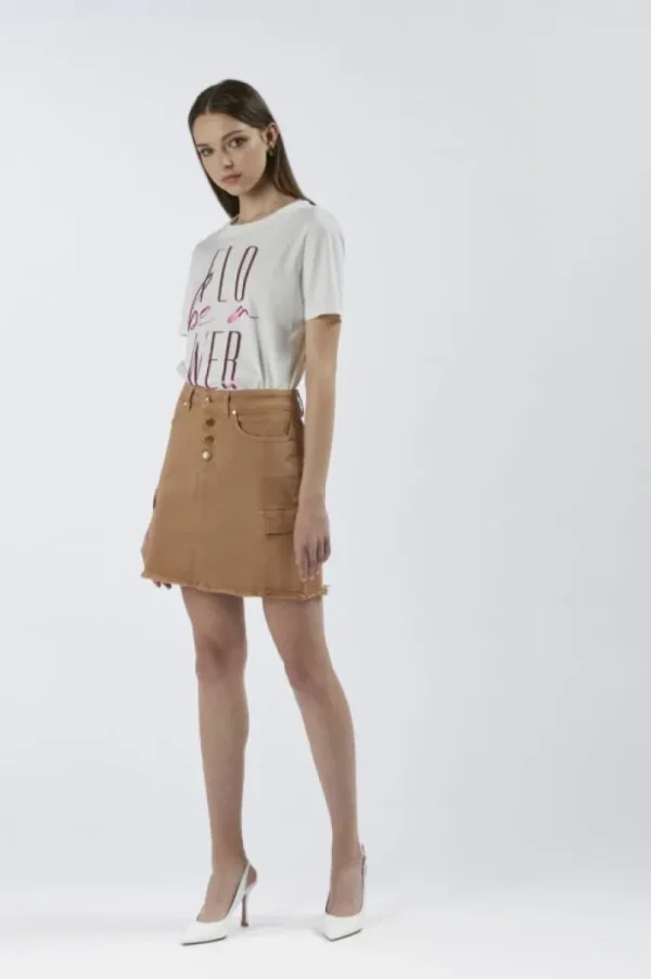 CafèNoir minigonna con tasconi in bull denim