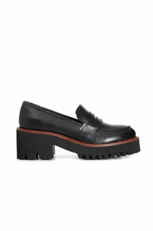 CafèNoir mocassino da donna in pelle con suola nera e guardolo colorato