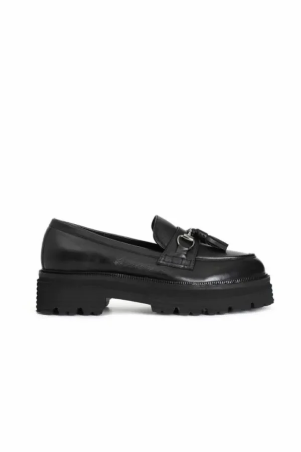 CafèNoir mocassino da donna in pelle con morsetto e nappine