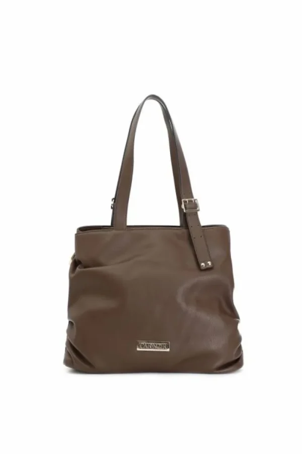 CafèNoir morbida shopping con bordature a contrasto, tag con logo cn in metallo