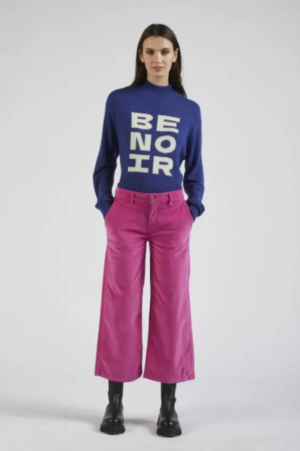 CafèNoir pantalone culotte in velluto tinto capo bubble gum