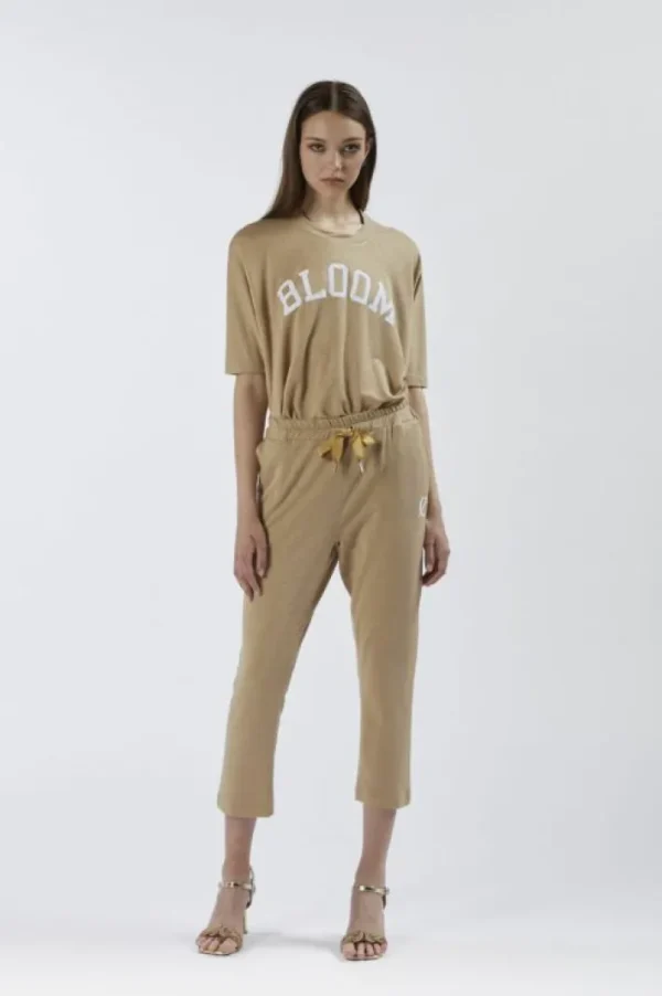 CafèNoir pantalone jogger in tessuto lurex light gold