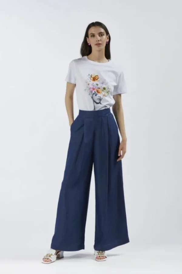 CafèNoir pantaloni ampi in tencel denim