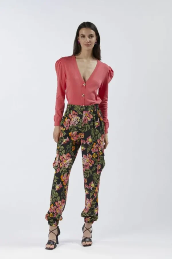 CafèNoir pantaloni cargo in tessuto stampato jungle flower