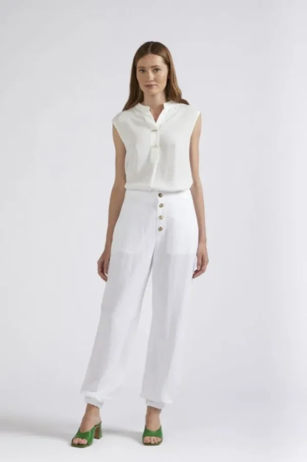 CafèNoir pantaloni con bottoni a vista ed elastico alla caviglia