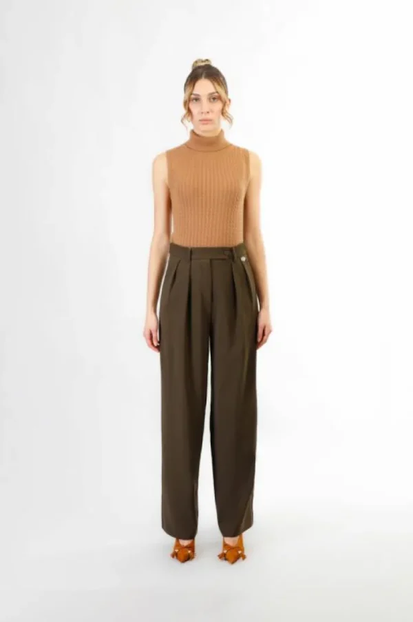 Donna CafèNoir pantaloni gamba dritta ampia tessuto  bistretch