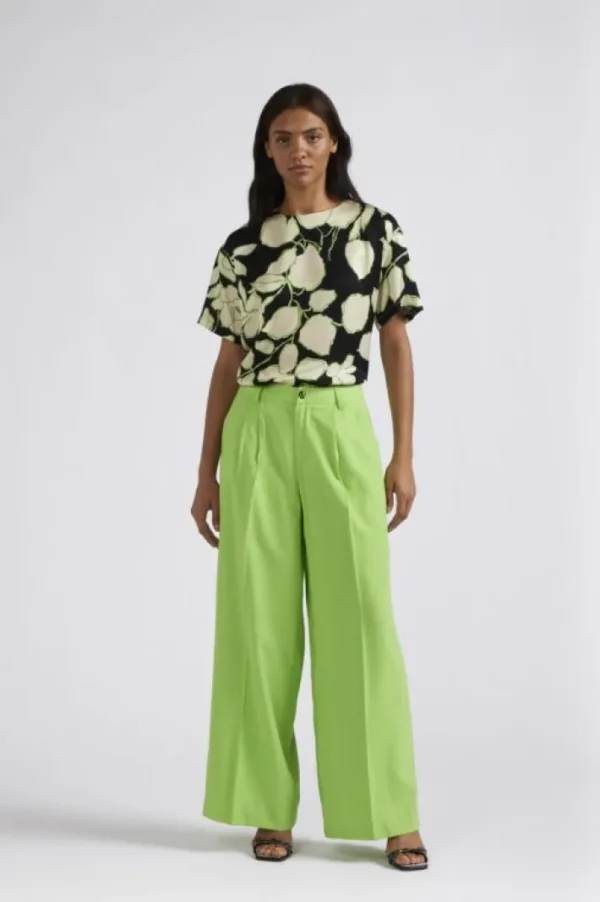 CafèNoir pantaloni palazzo fluidi in poliviscosa verde mela