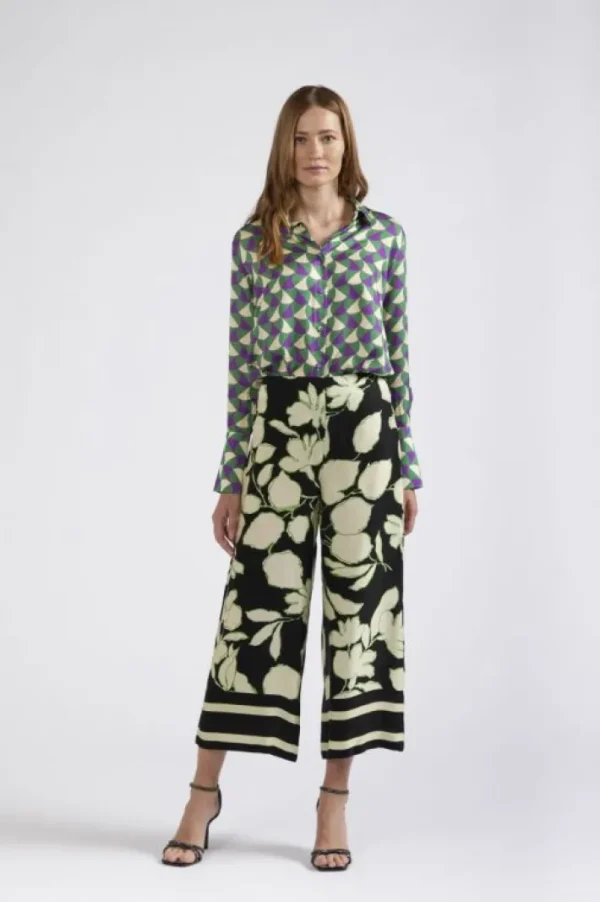 CafèNoir pantaloni tipo culotte stampati maxy fiore nero