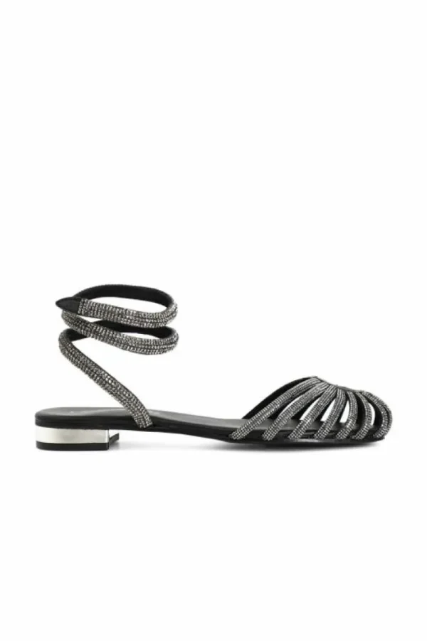 CafèNoir sandali a gabbia in pelle con strass