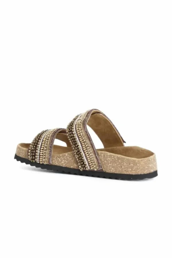 CafèNoir sandali bassi modello ciabatta in sughero e strass degradè multi marrone