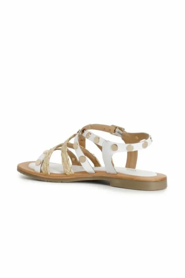 CafèNoir sandali con fasce in pelle e raffia