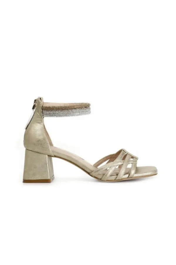 CafèNoir sandali con toppone e lacci strass alla caviglia