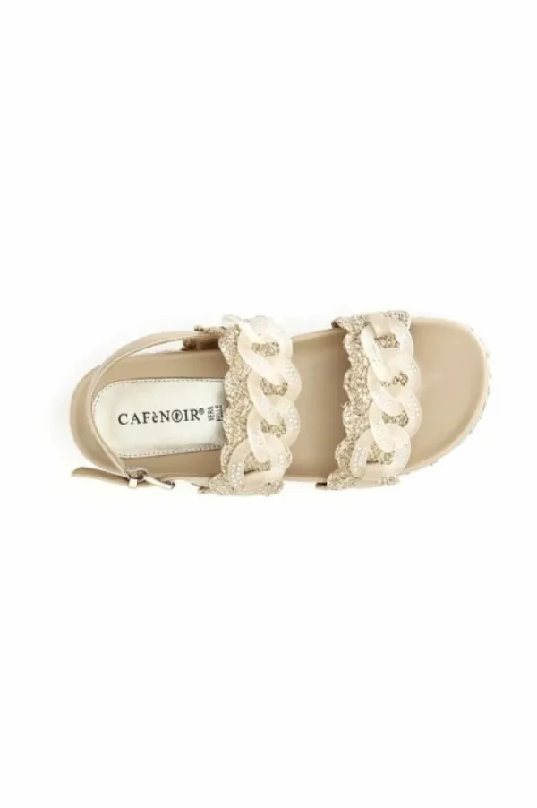 CafèNoir sandali doppia fascia con accessorio