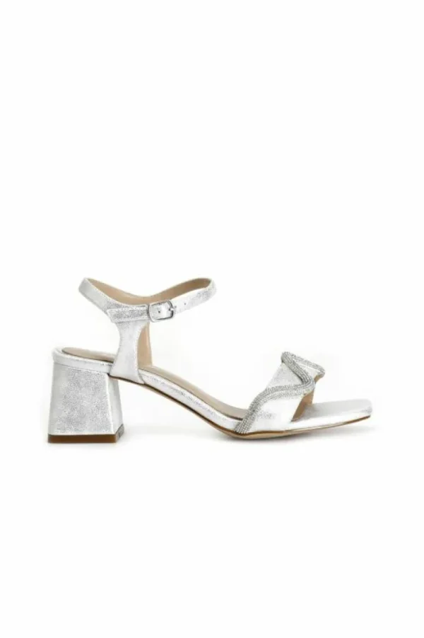 CafèNoir sandali effetto laminato con dettaglio strass davanti