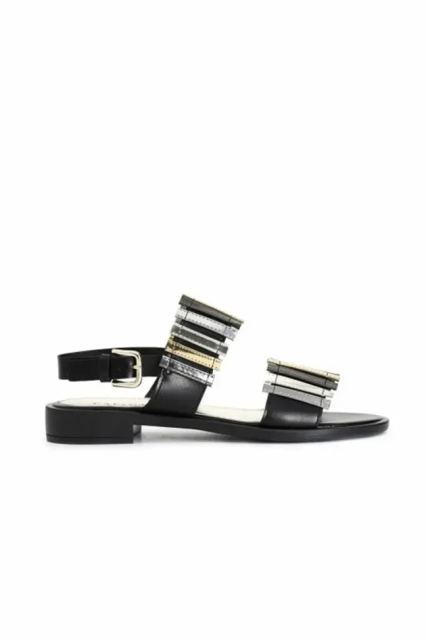 CafèNoir sandali frate con tomaia multi listini multi nero