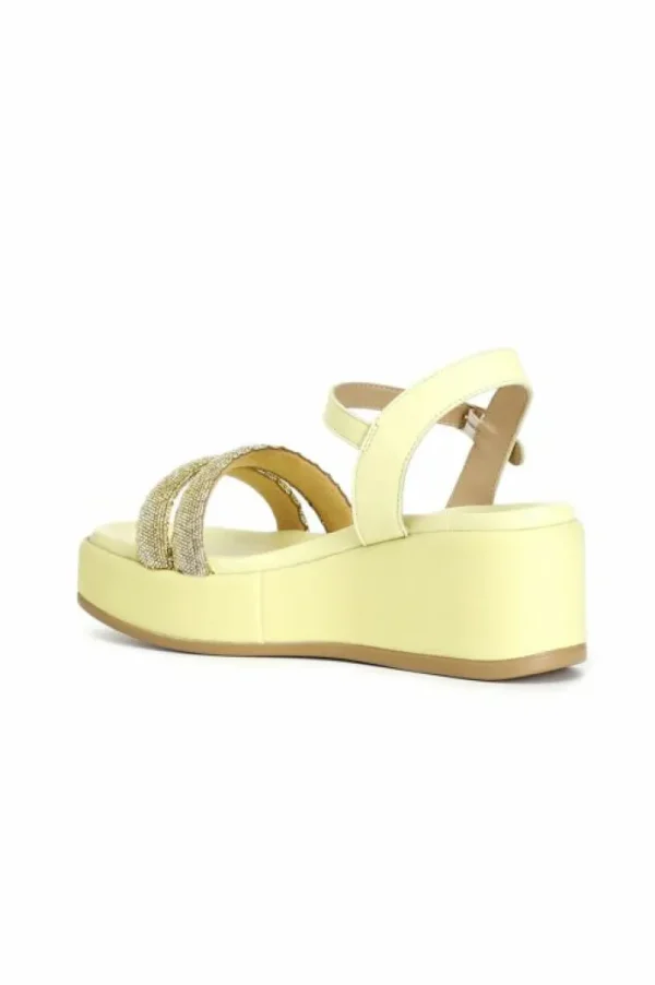 CafèNoir sandali gilda con zeppa e doppia fascia con strass