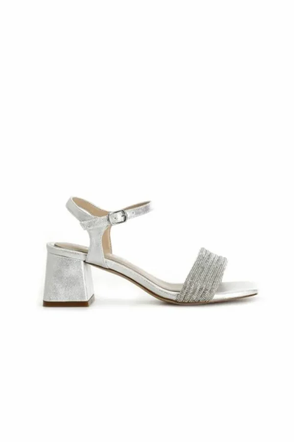 CafèNoir sandali gilda effetto laminato con fasce strass davanti