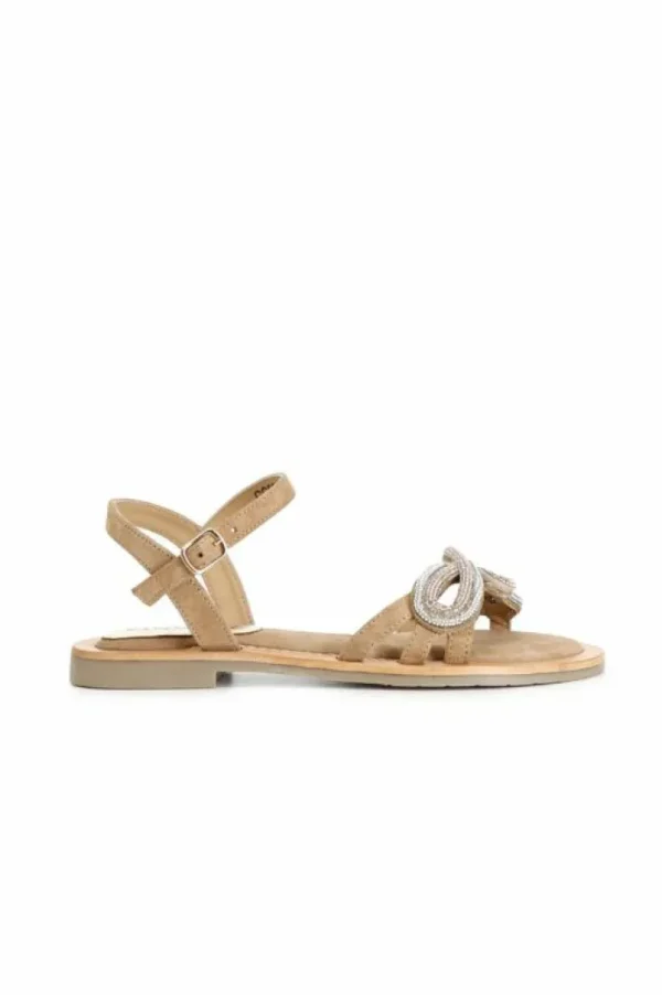 CafèNoir sandali gilda in camoscio con accessorio strass