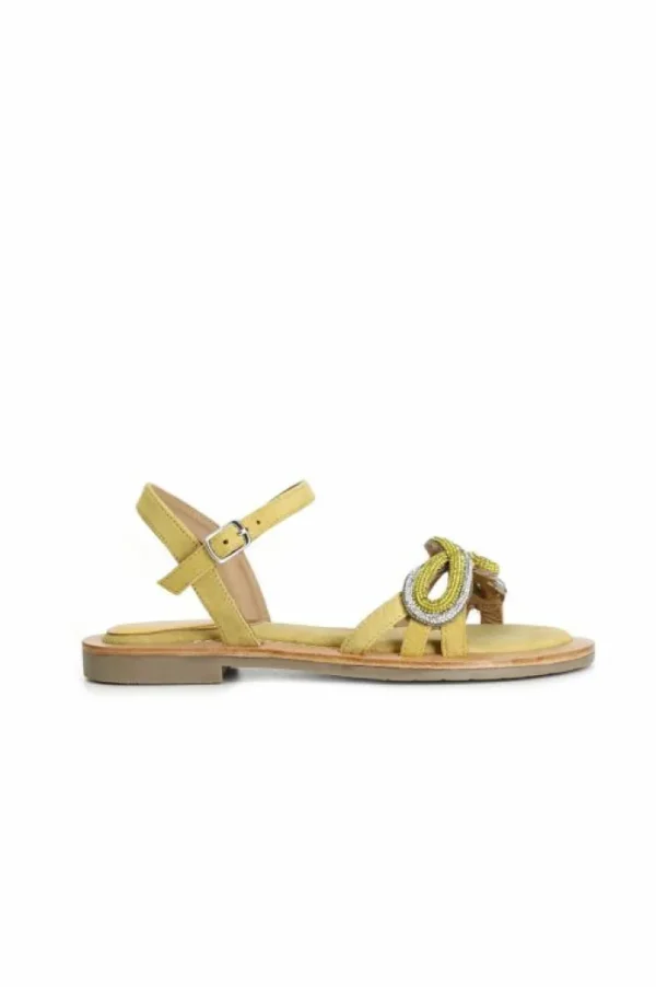 CafèNoir sandali gilda in camoscio con accessorio strass